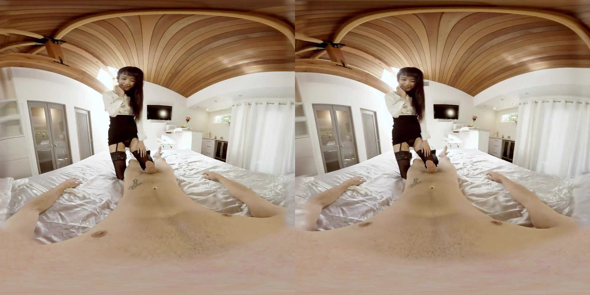 Gorgeous Asian babe sucking a cock like a hungry lamprey